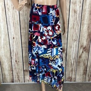 Athena Marie Multi-colored Layered Maxi Skirt w/Elastic Waist - Small NWT